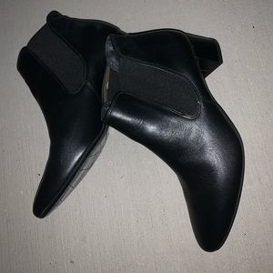 Black leather booties-Paul green